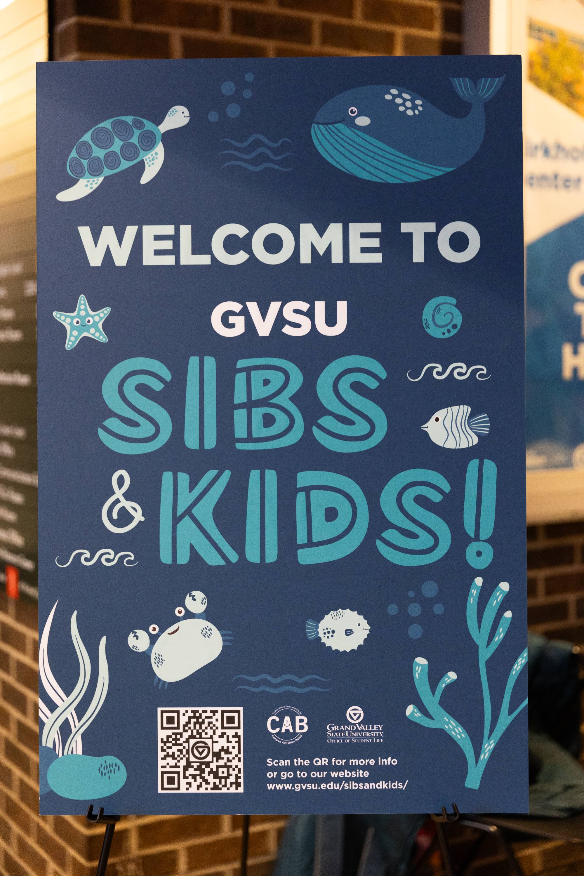 Sibs & Kids Weekend foam core sign